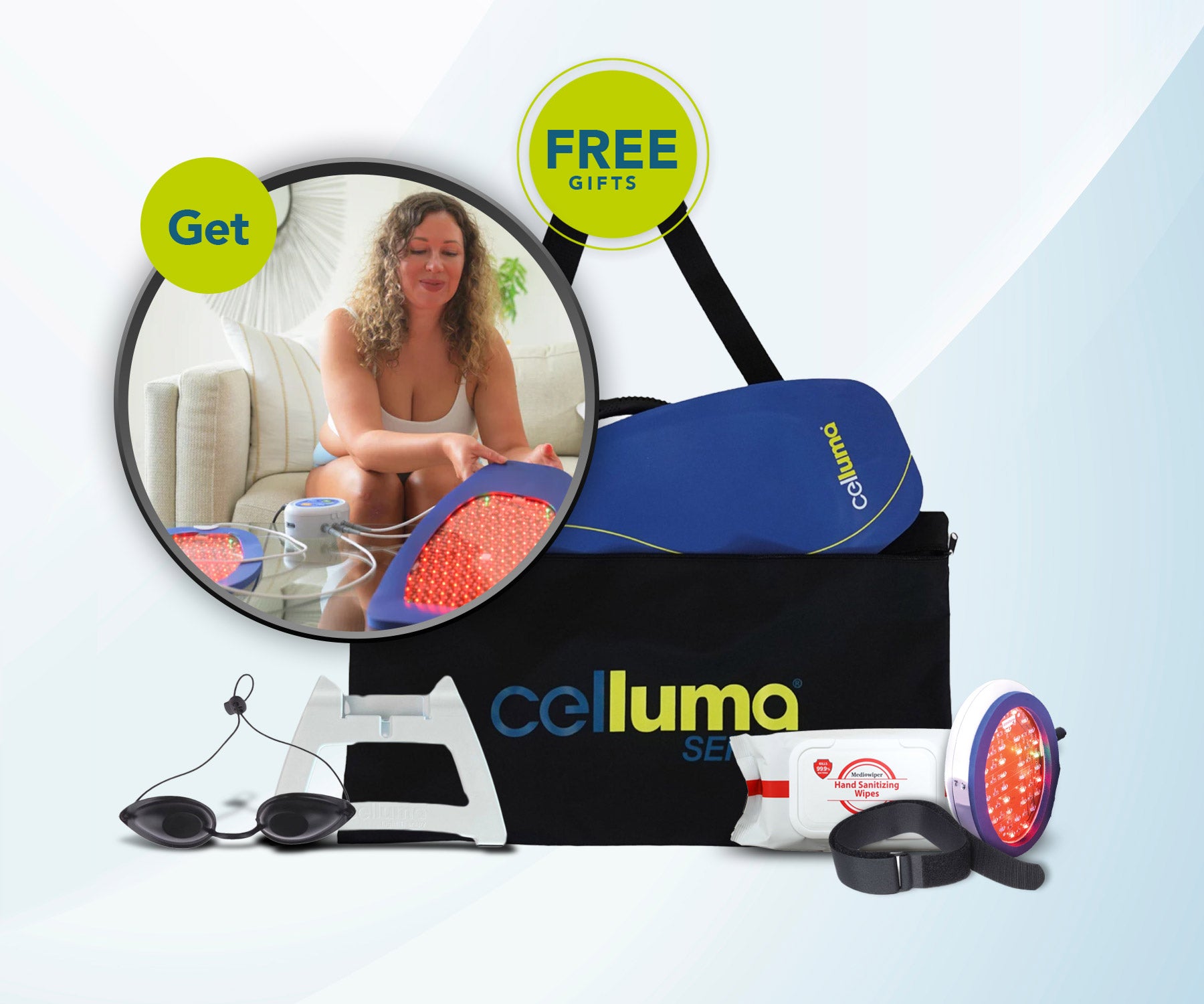 Special Offer on Celluma CONTOUR 3-Piece Set – Includes Free Celluma POD, Facial Stand, Travel Bag, Hands-Free Velcro Strap, Anti-Bacterial Wipes, Blackout Goggles, Free Priority Shipping, 3-Year Warranty, and Tax Rebates